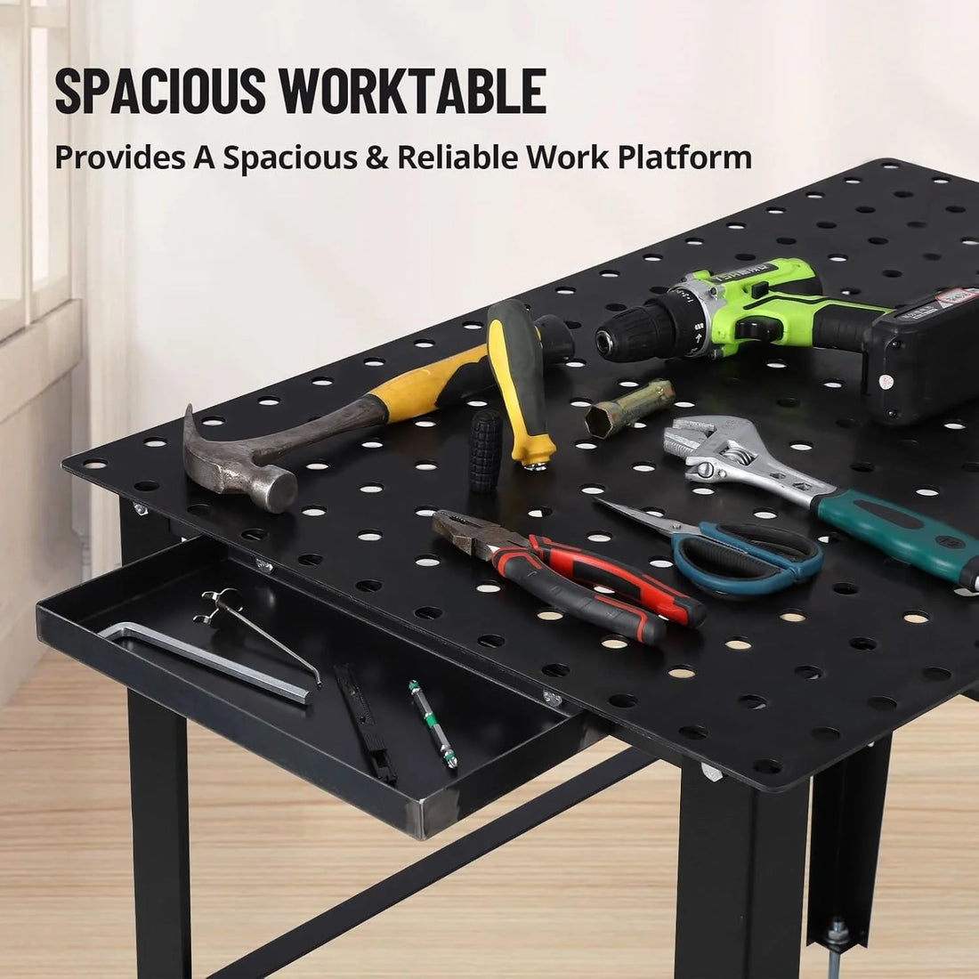 Metal Welding Table - 36x24 Inch, 1500lbs Load Capacity Heavy Duty Workbench Table, Portable Work Bench for Home Shop Garage